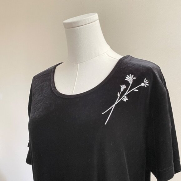 Vintage Velvet Maxi Dress XL Embroider Whimsigoth Vamp Dark Romantic Witchy Y2K - Picture 5 of 10